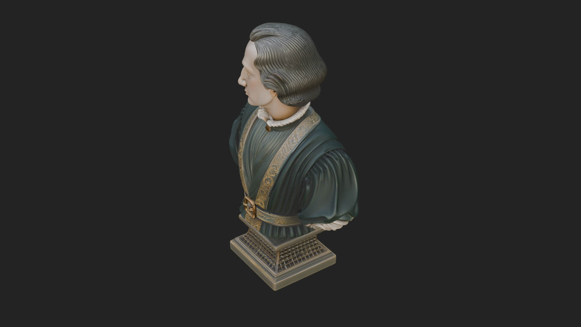 Renaissance Gentleman Bust Design 3 3D Print Model 3D Model