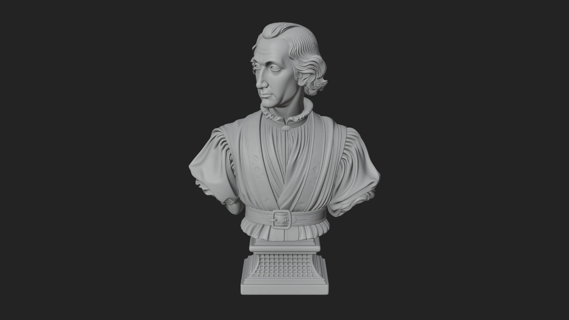Renaissance Gentleman Bust Design 3 3D Print Model 3D Model