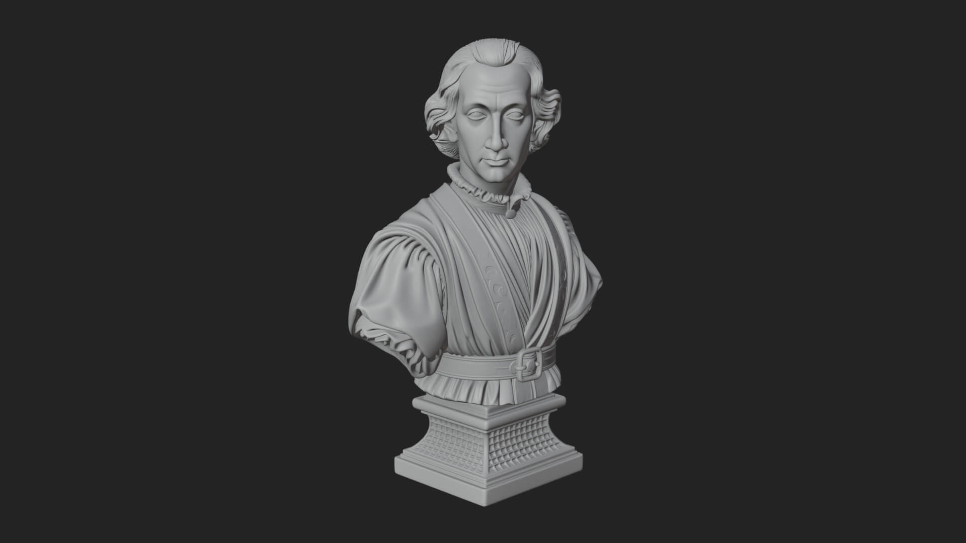 Renaissance Gentleman Bust Design 3 3D Print Model 3D Model
