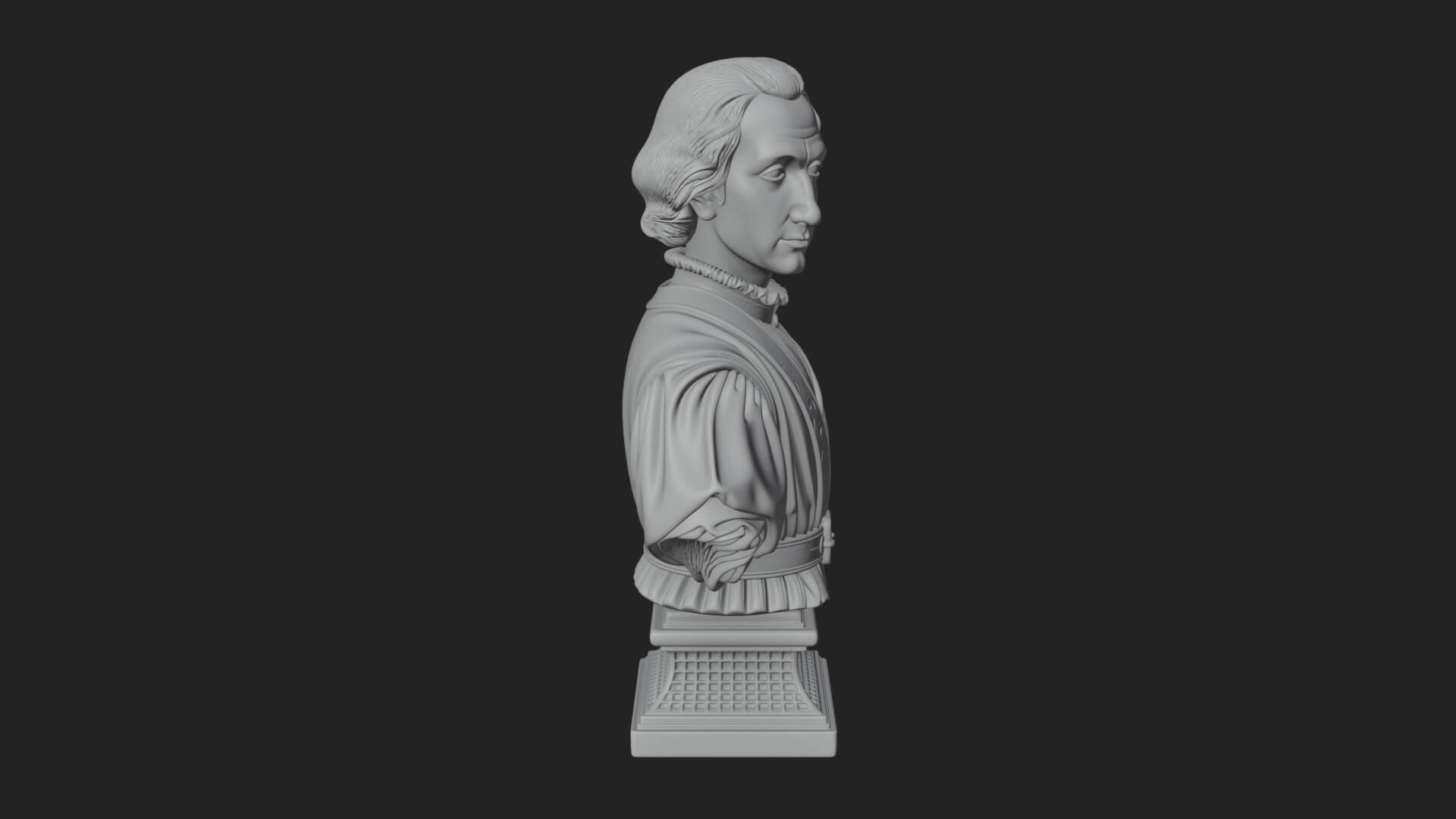 Renaissance Gentleman Bust Design 3 3D Print Model 3D Model
