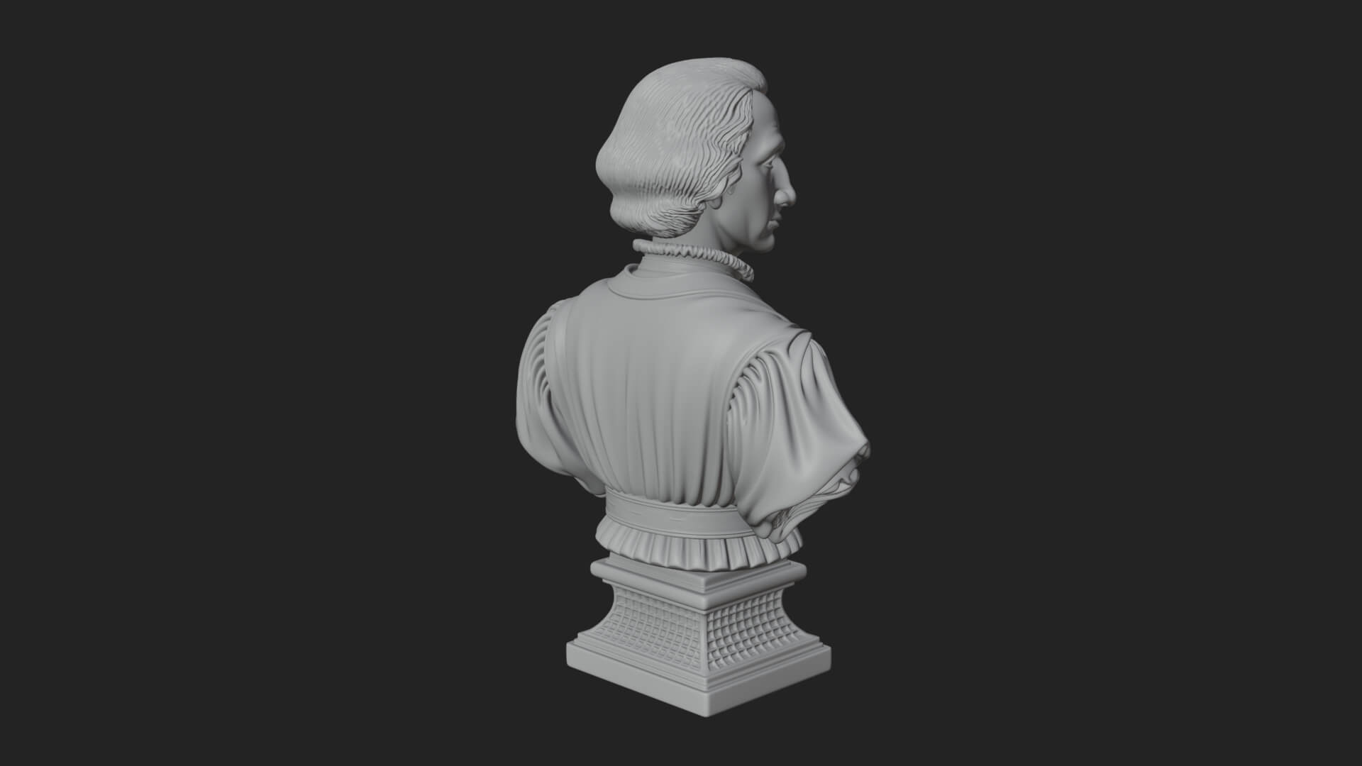 Renaissance Gentleman Bust Design 3 3D Print Model 3D Model