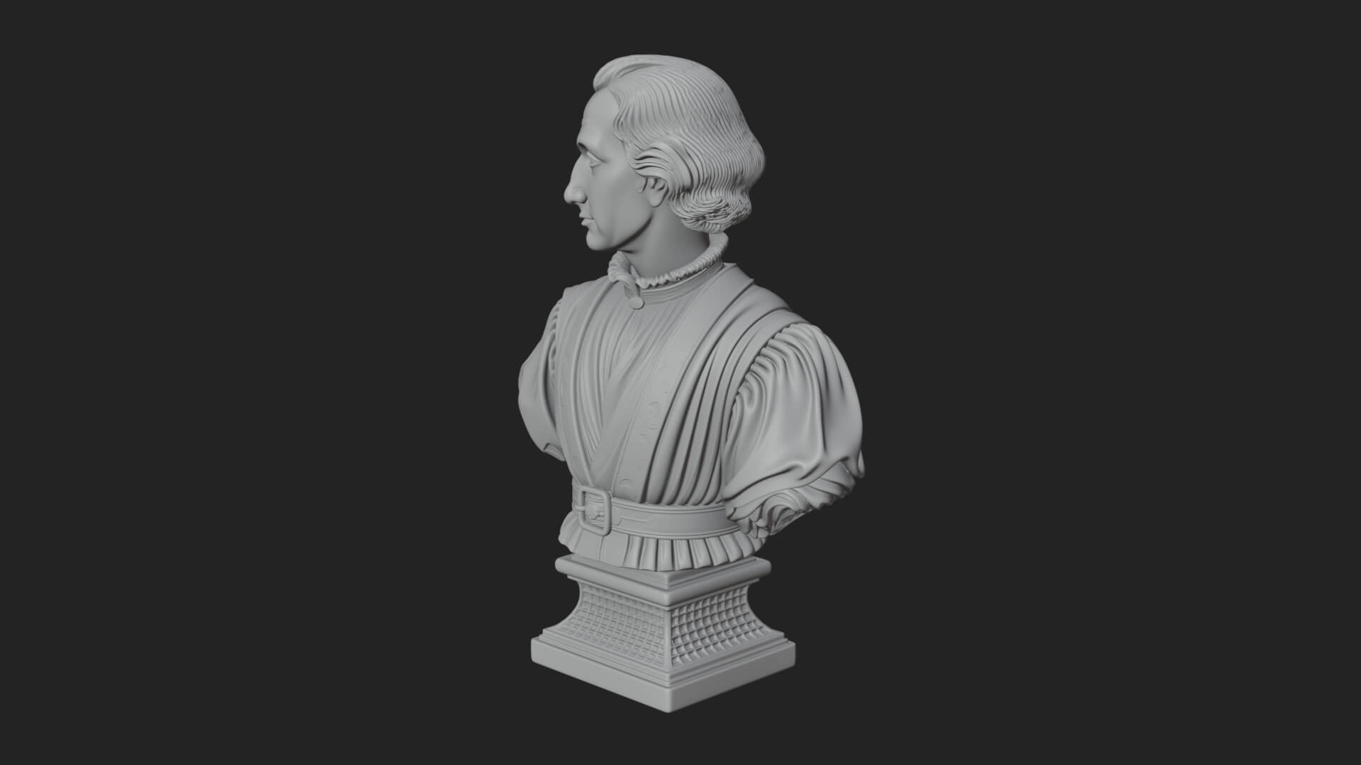 Renaissance Gentleman Bust Design 3 3D Print Model 3D Model