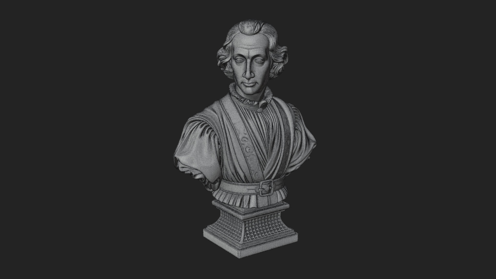 Renaissance Gentleman Bust Design 3 3D Print Model 3D Model