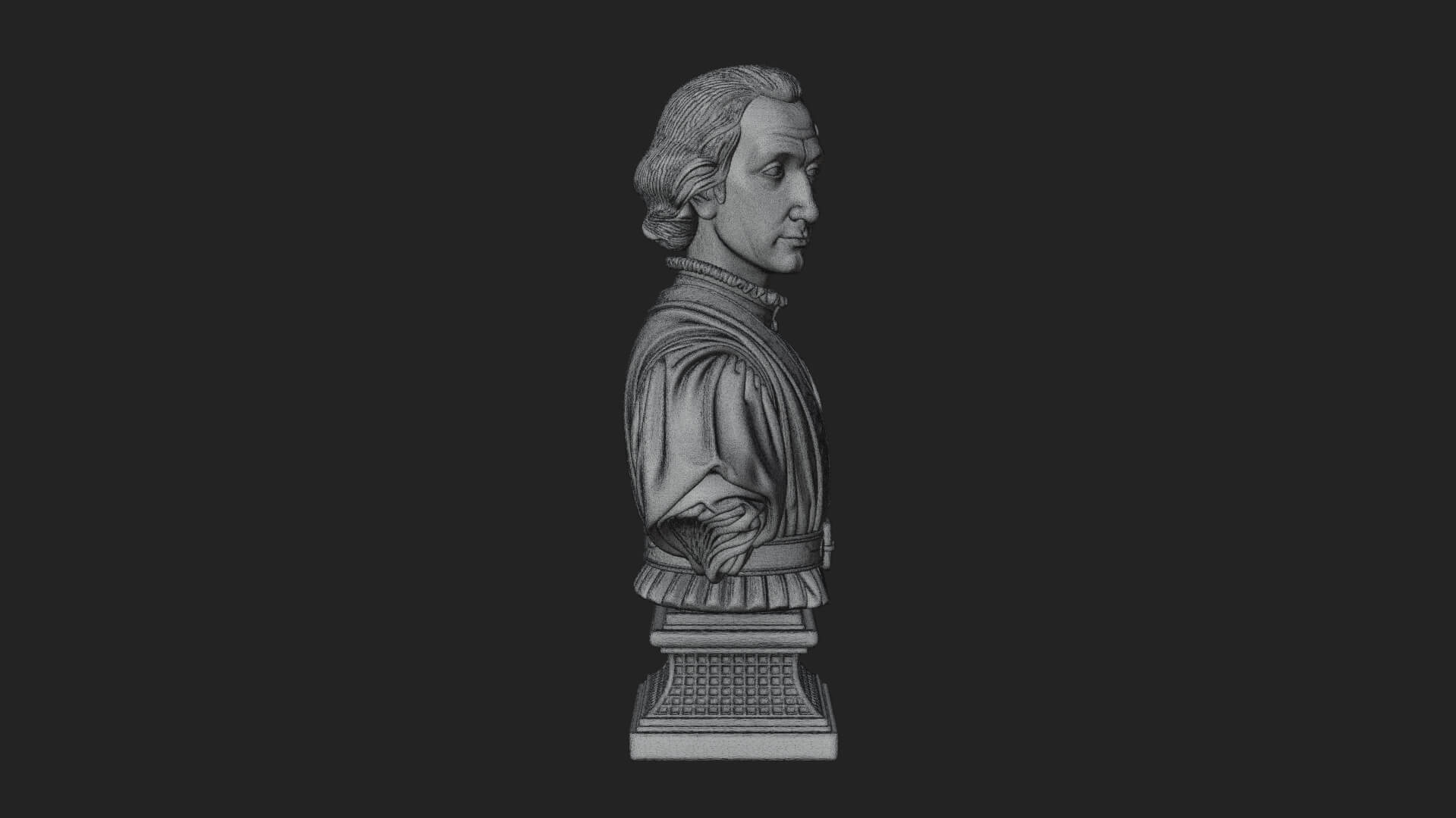 Renaissance Gentleman Bust Design 3 3D Print Model 3D Model