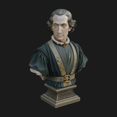 Renaissance Gentleman Bust Design 3 3D Print Model