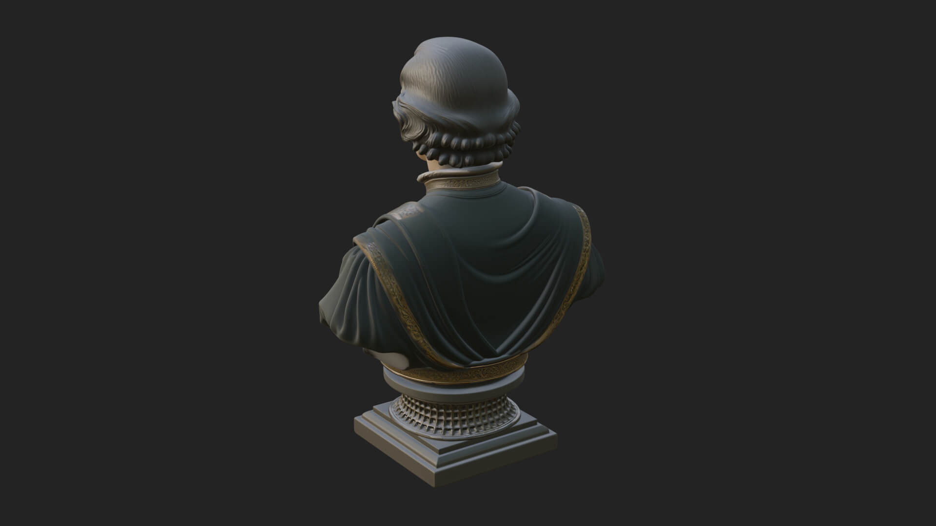 Renaissance Gentleman Bust Design 4 3D Print Model 3D Model
