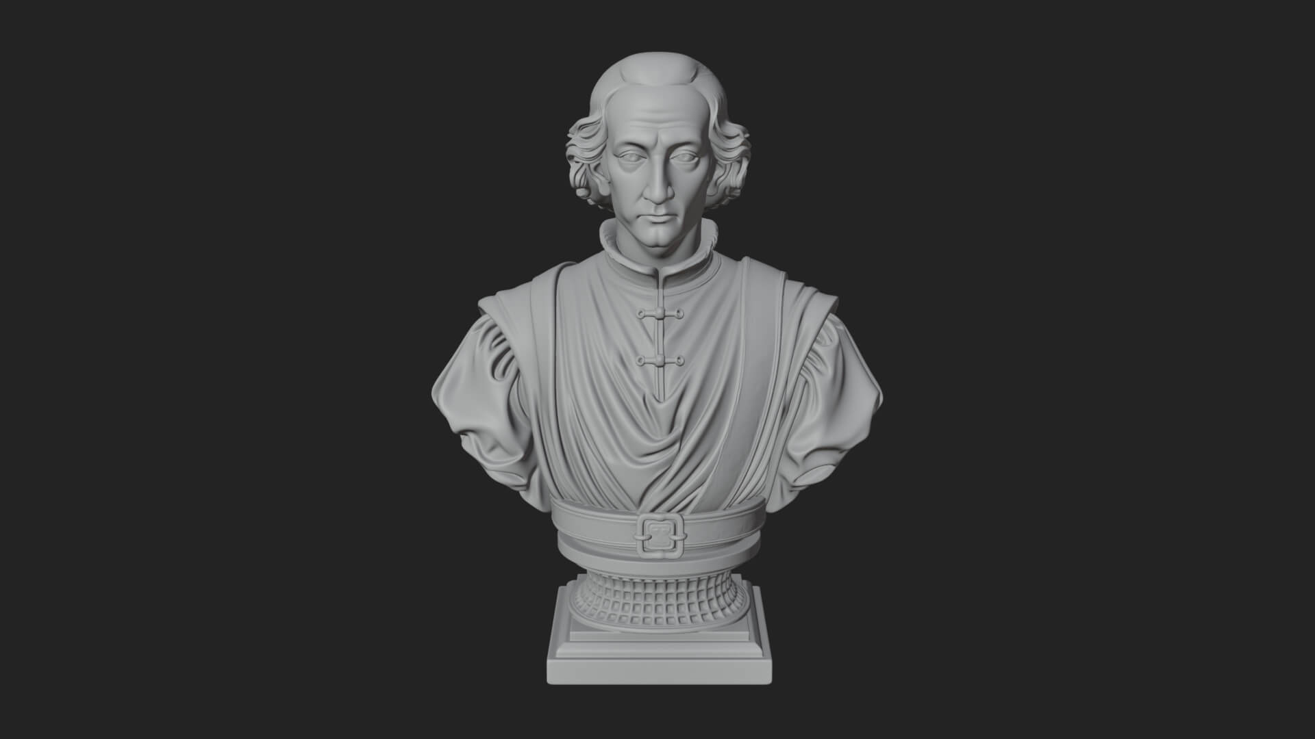 Renaissance Gentleman Bust Design 4 3D Print Model 3D Model