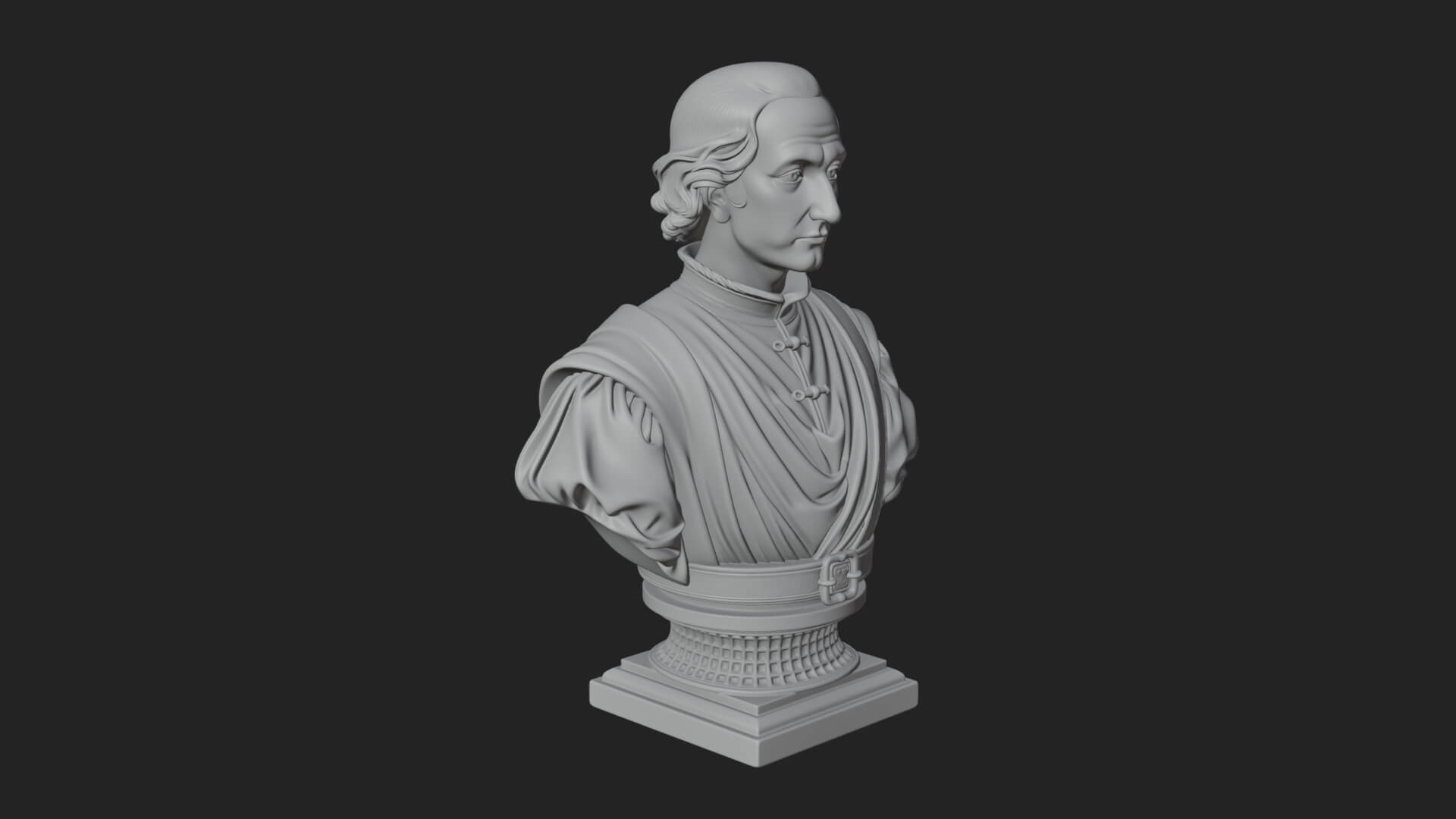 Renaissance Gentleman Bust Design 4 3D Print Model 3D Model