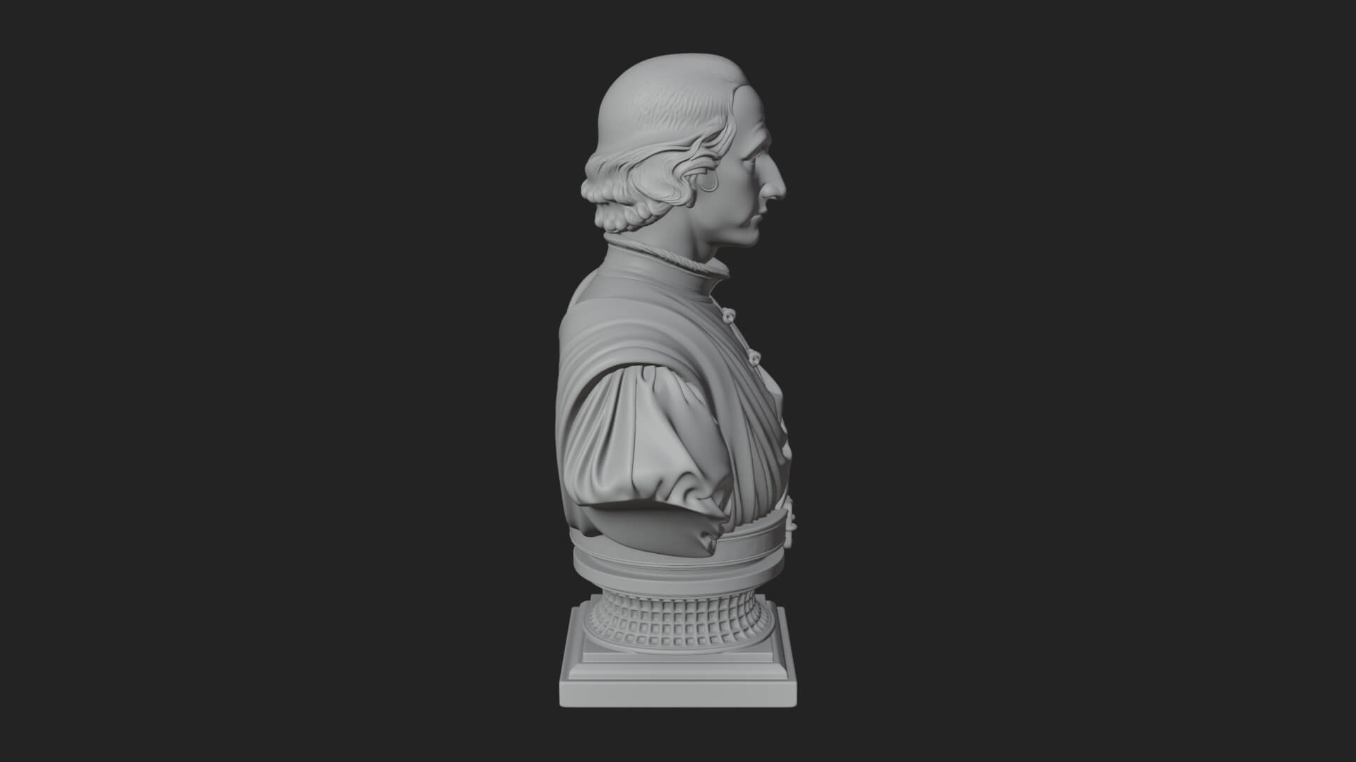 Renaissance Gentleman Bust Design 4 3D Print Model 3D Model