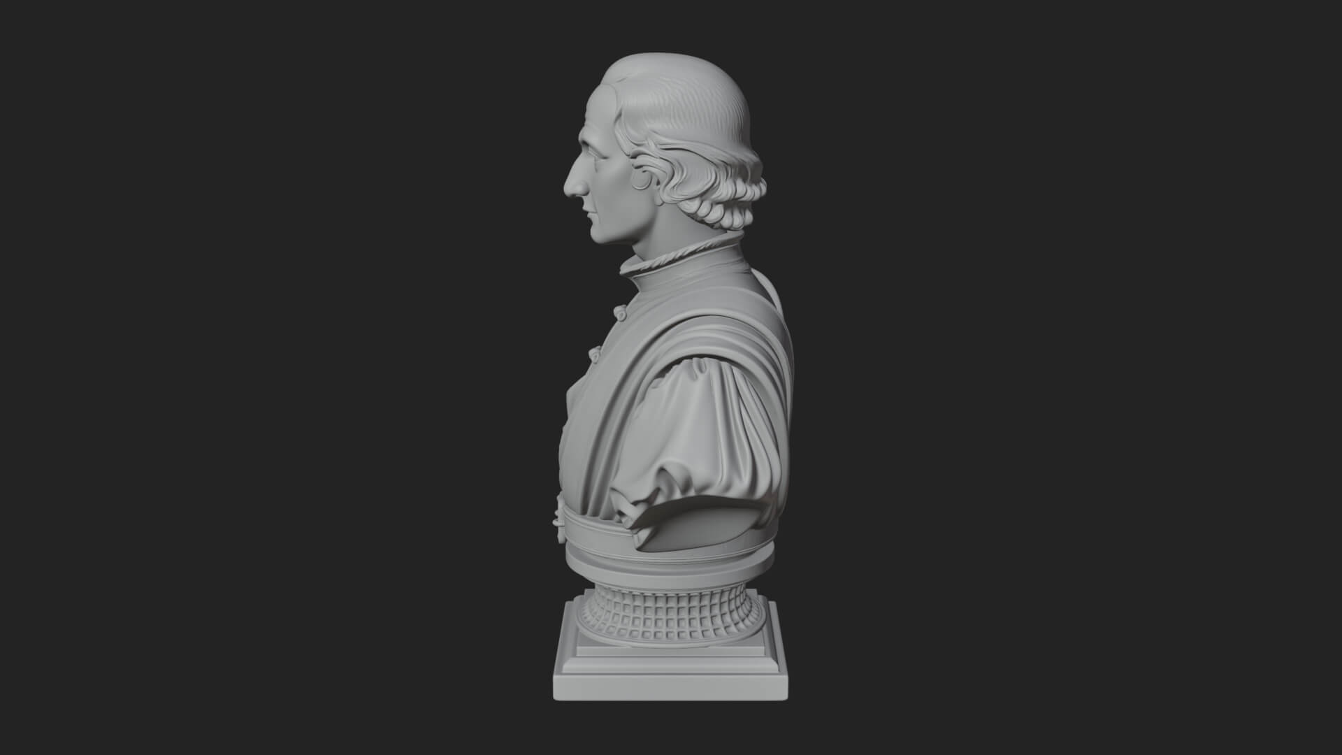Renaissance Gentleman Bust Design 4 3D Print Model 3D Model