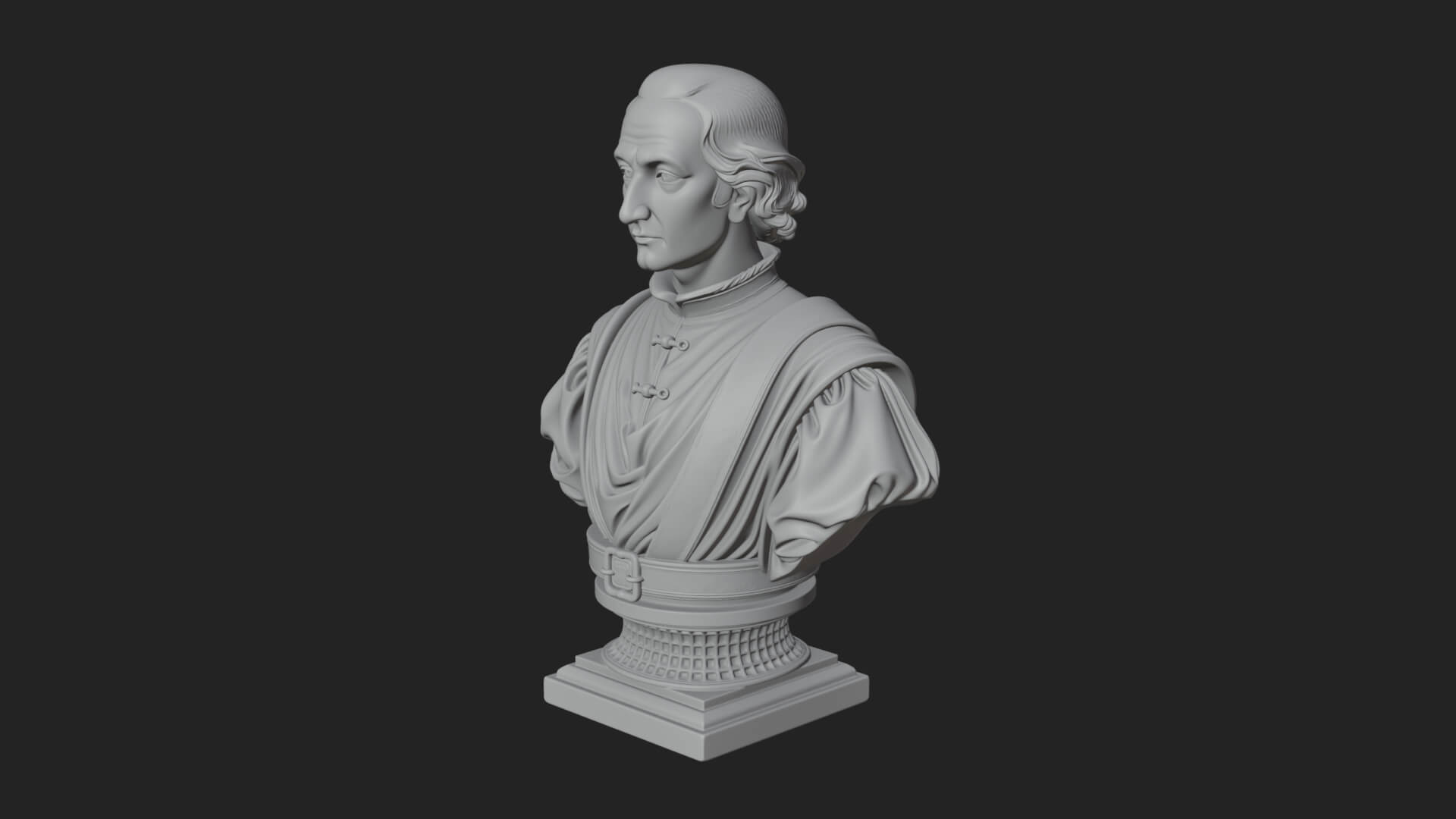 Renaissance Gentleman Bust Design 4 3D Print Model 3D Model
