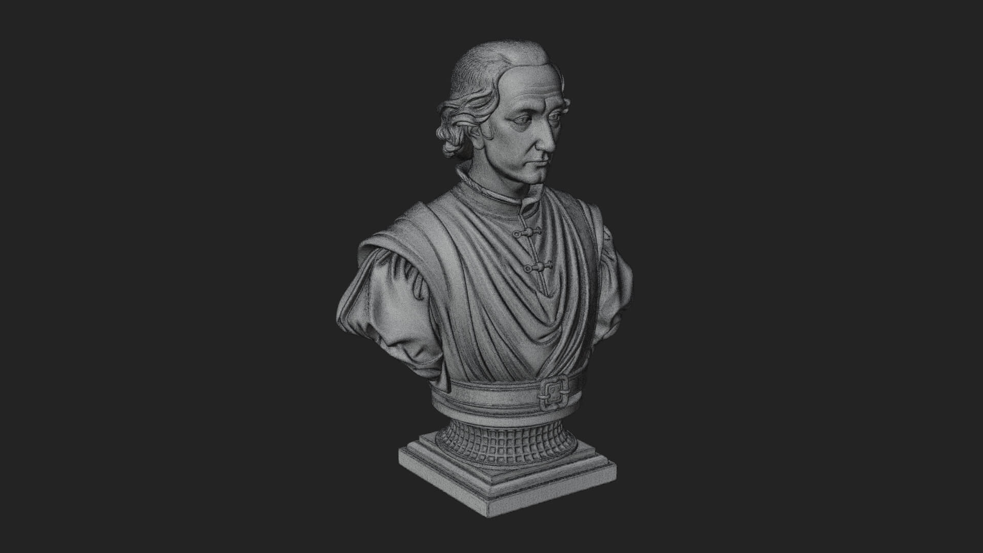 Renaissance Gentleman Bust Design 4 3D Print Model 3D Model