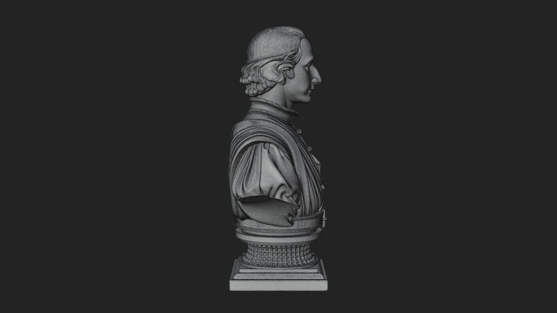 Renaissance Gentleman Bust Design 4 3D Print Model 3D Model