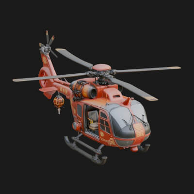 Rescue Helicopter Model Design 16 3D Print Model