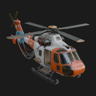 Rescue Helicopter Model Design 2 3D Print Model