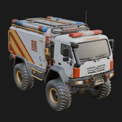Rescue Truck Model Design 1 3D Print Model