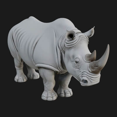 Rhinoceros Statue Design 1 3D Print Model