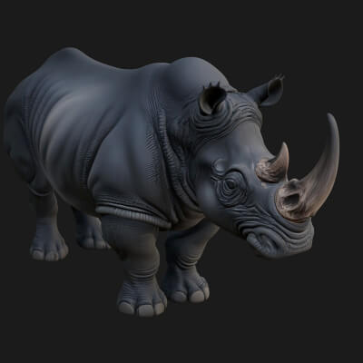 Rhinoceros Statue Design 2 3D Print Model
