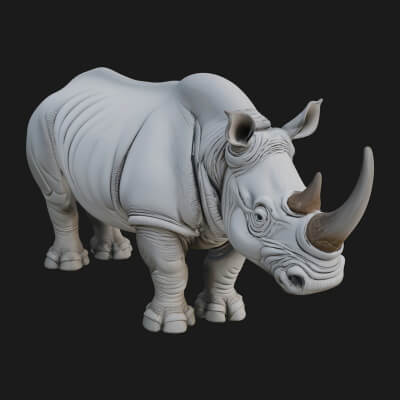 Rhinoceros Statue Design 3 3D Print Model