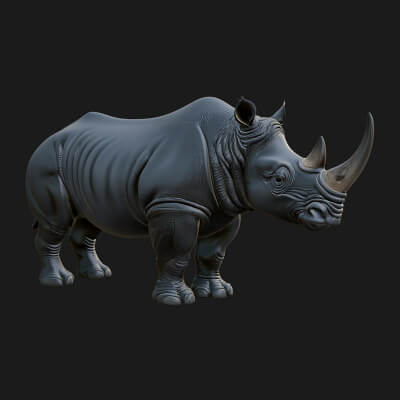 Rhinoceros Statue Design 4 3D Print Model