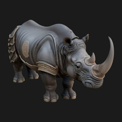 Rhinoceros Statue Design 5 3D Print Model