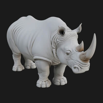 Rhinoceros Statue Design 6 3D Print Model