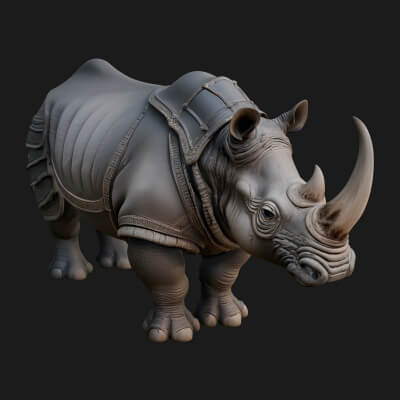 Rhinoceros Statue Design 8 3D Print Model