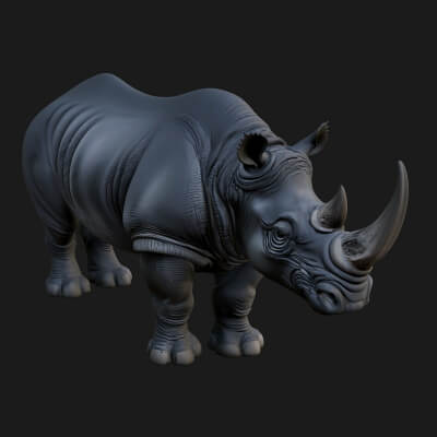 Rhinoceros Statue Design 9 3D Print Model