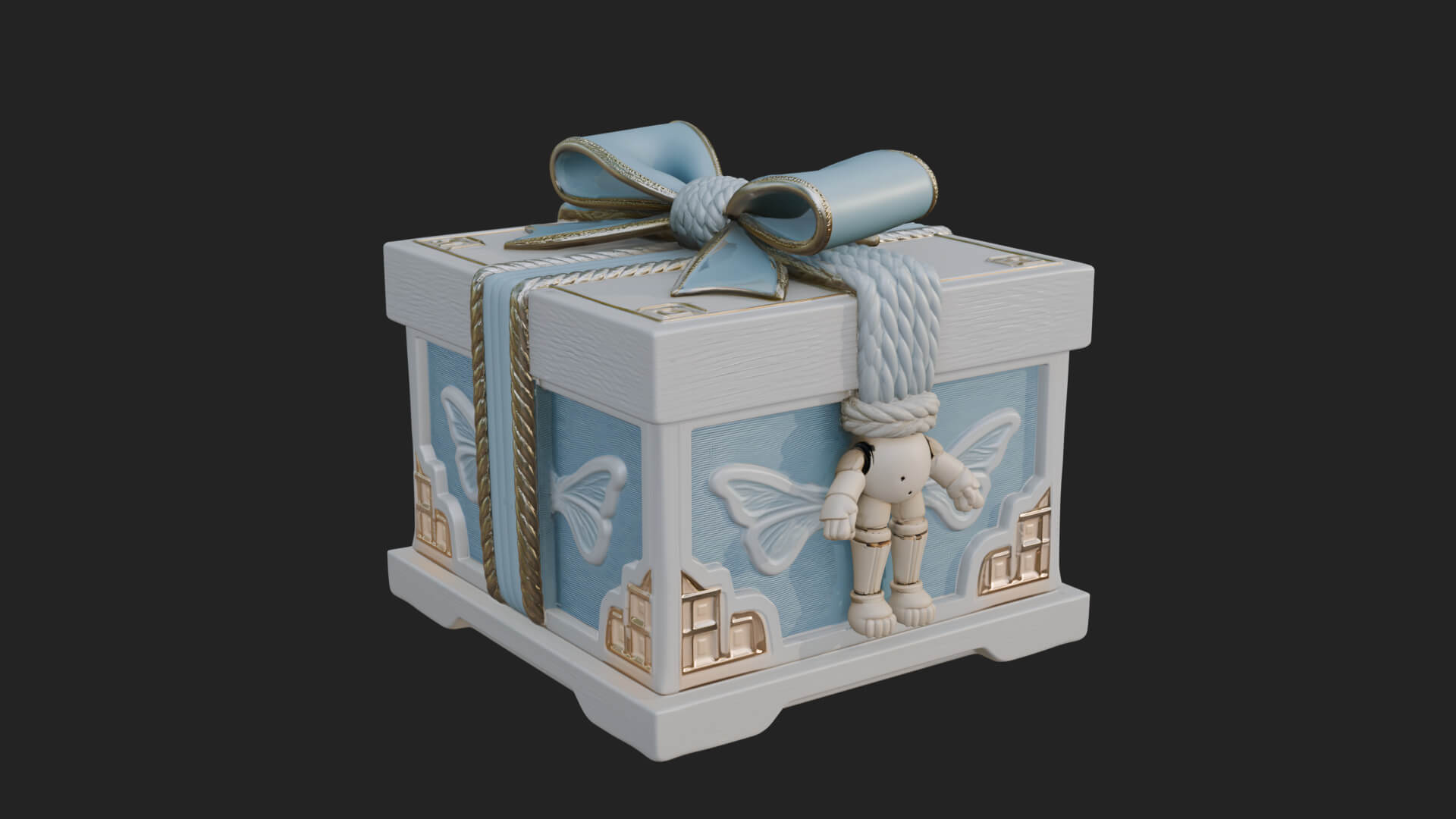 Ribbon Gift Box Ornament Design 1 3D Print Model 3D Model