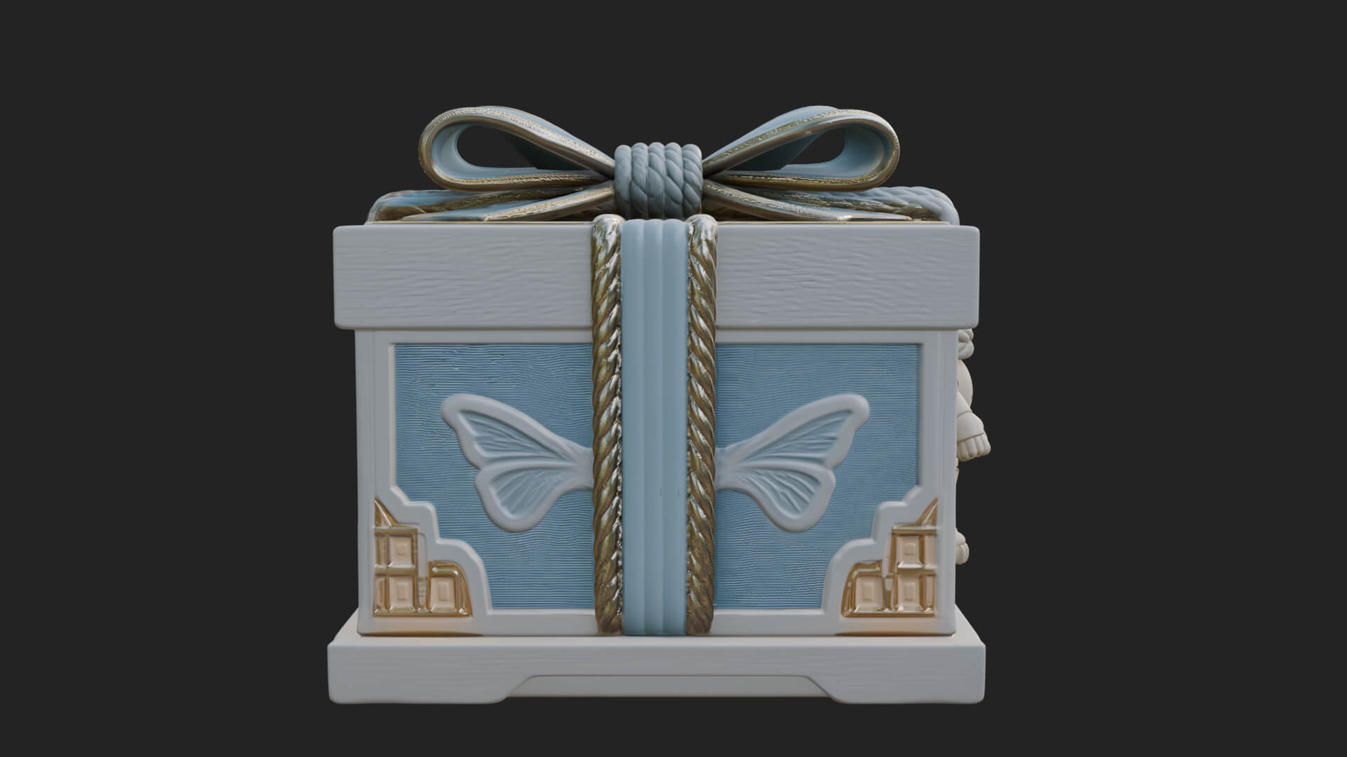 Ribbon Gift Box Ornament Design 1 3D Print Model 3D Model