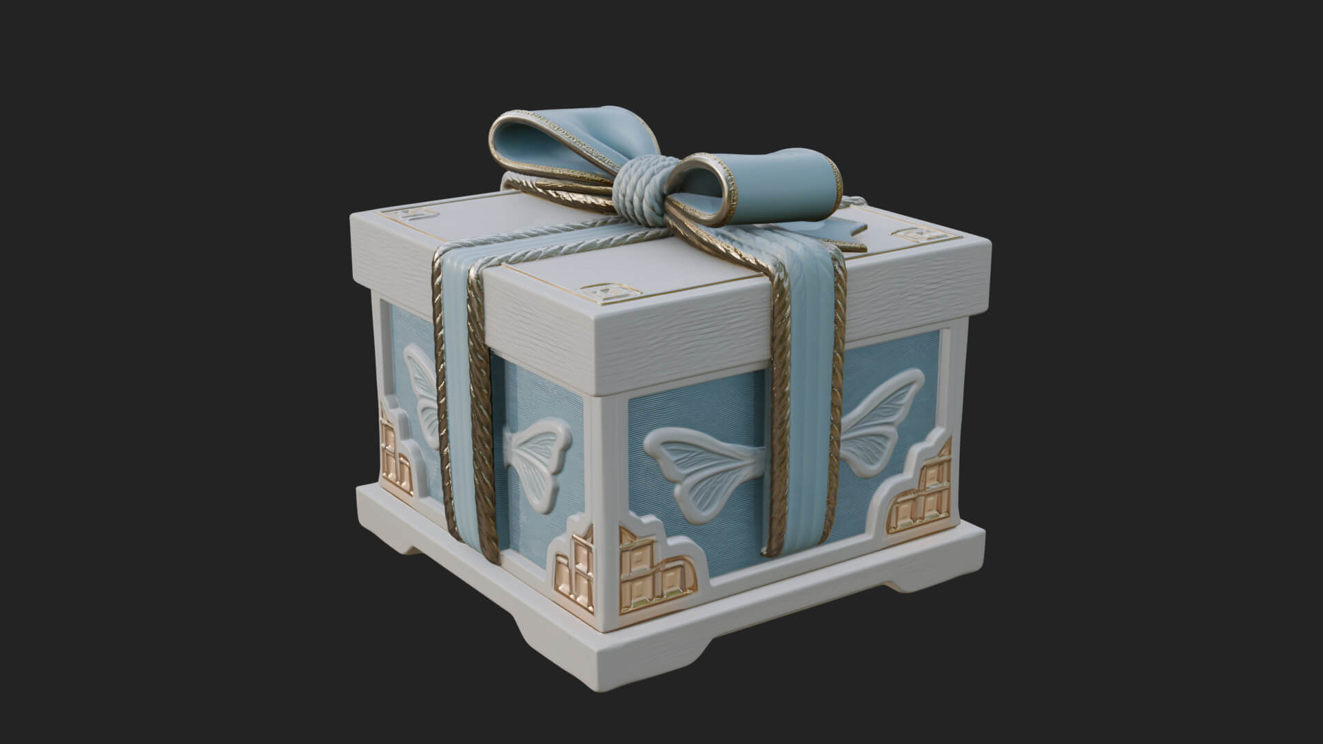 Ribbon Gift Box Ornament Design 1 3D Print Model 3D Model