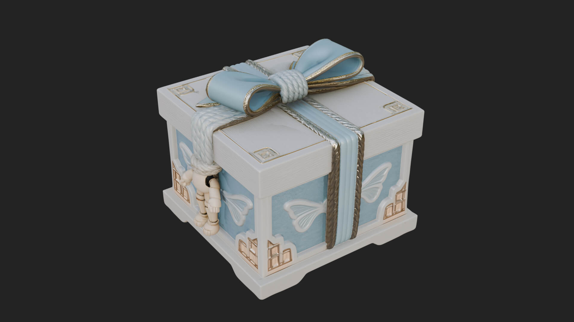 Ribbon Gift Box Ornament Design 1 3D Print Model 3D Model