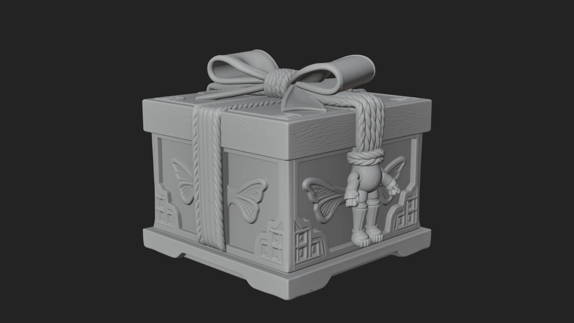 Ribbon Gift Box Ornament Design 1 3D Print Model 3D Model