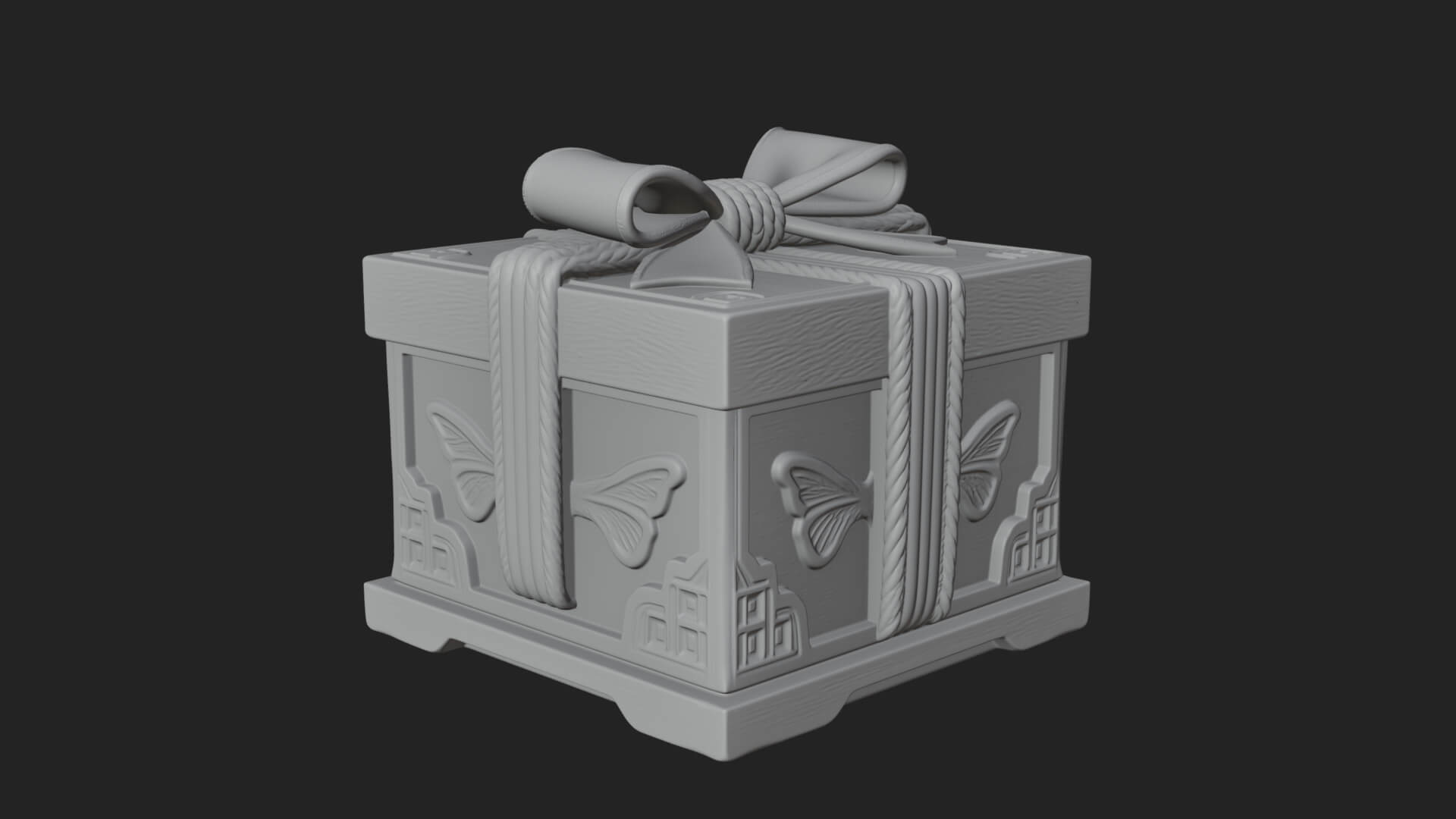 Ribbon Gift Box Ornament Design 1 3D Print Model 3D Model