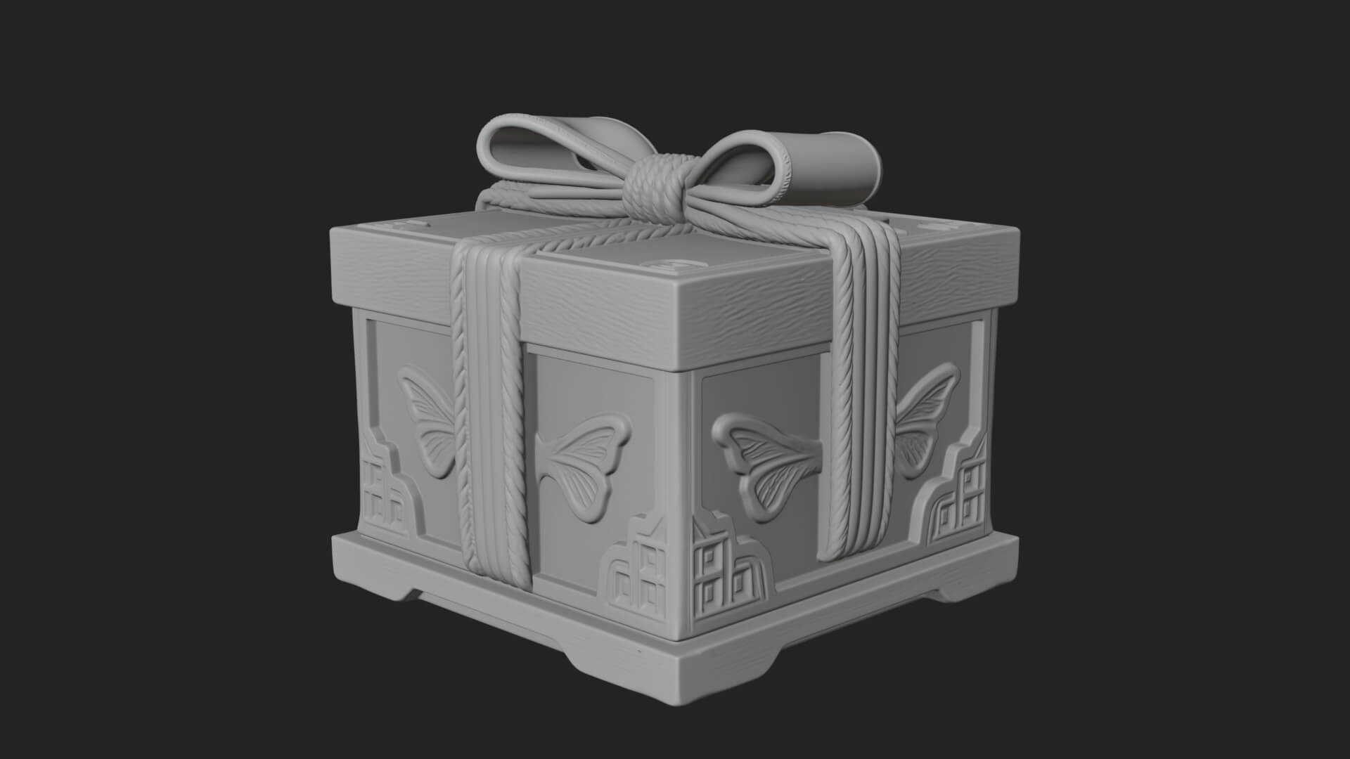 Ribbon Gift Box Ornament Design 1 3D Print Model 3D Model