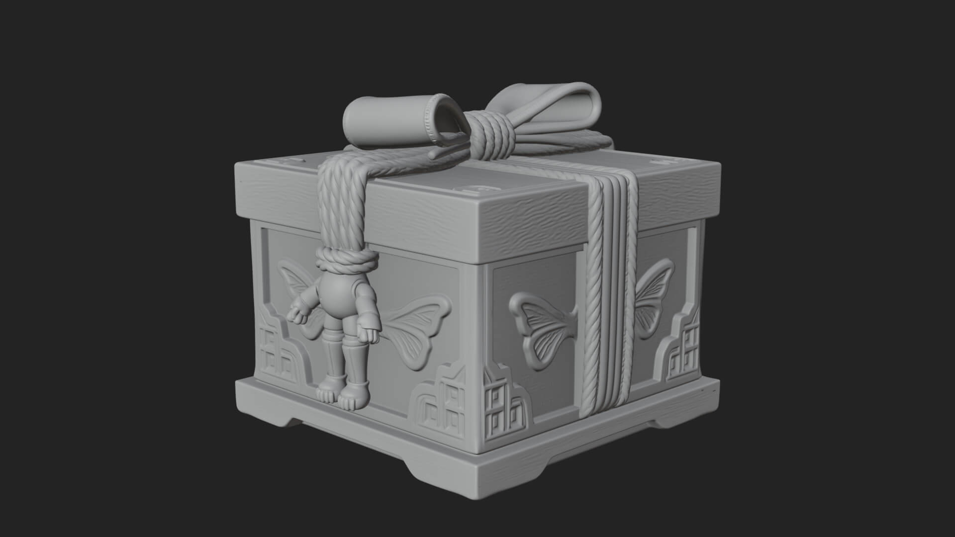 Ribbon Gift Box Ornament Design 1 3D Print Model 3D Model