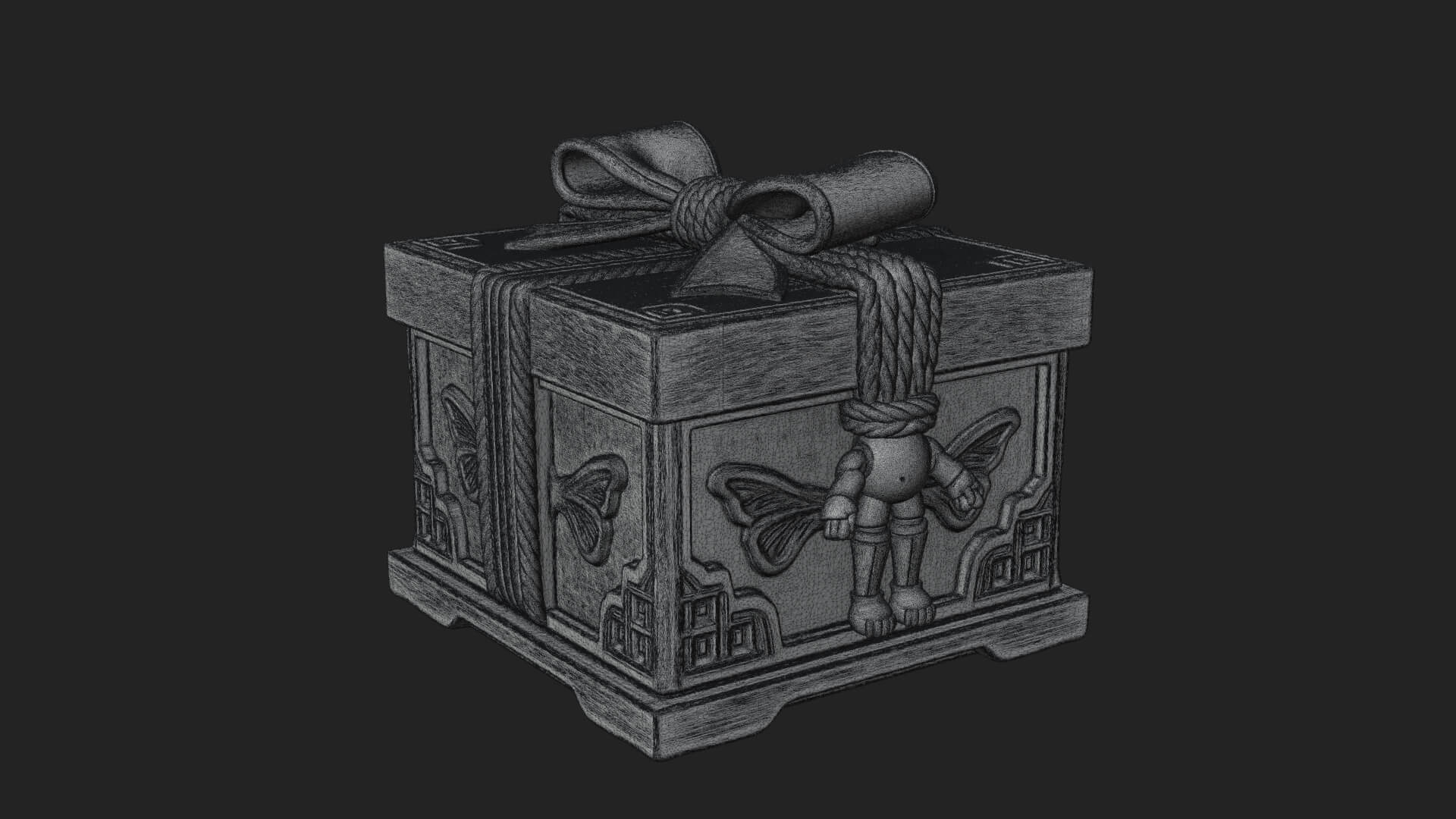 Ribbon Gift Box Ornament Design 1 3D Print Model 3D Model