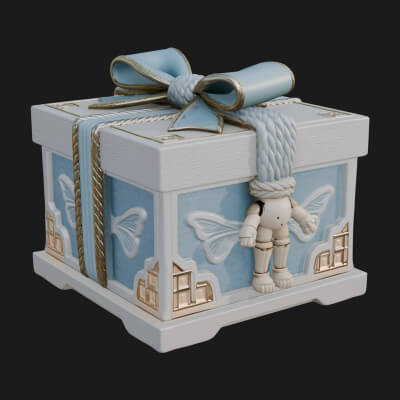 Ribbon Gift Box Ornament Design 1 3D Print Model