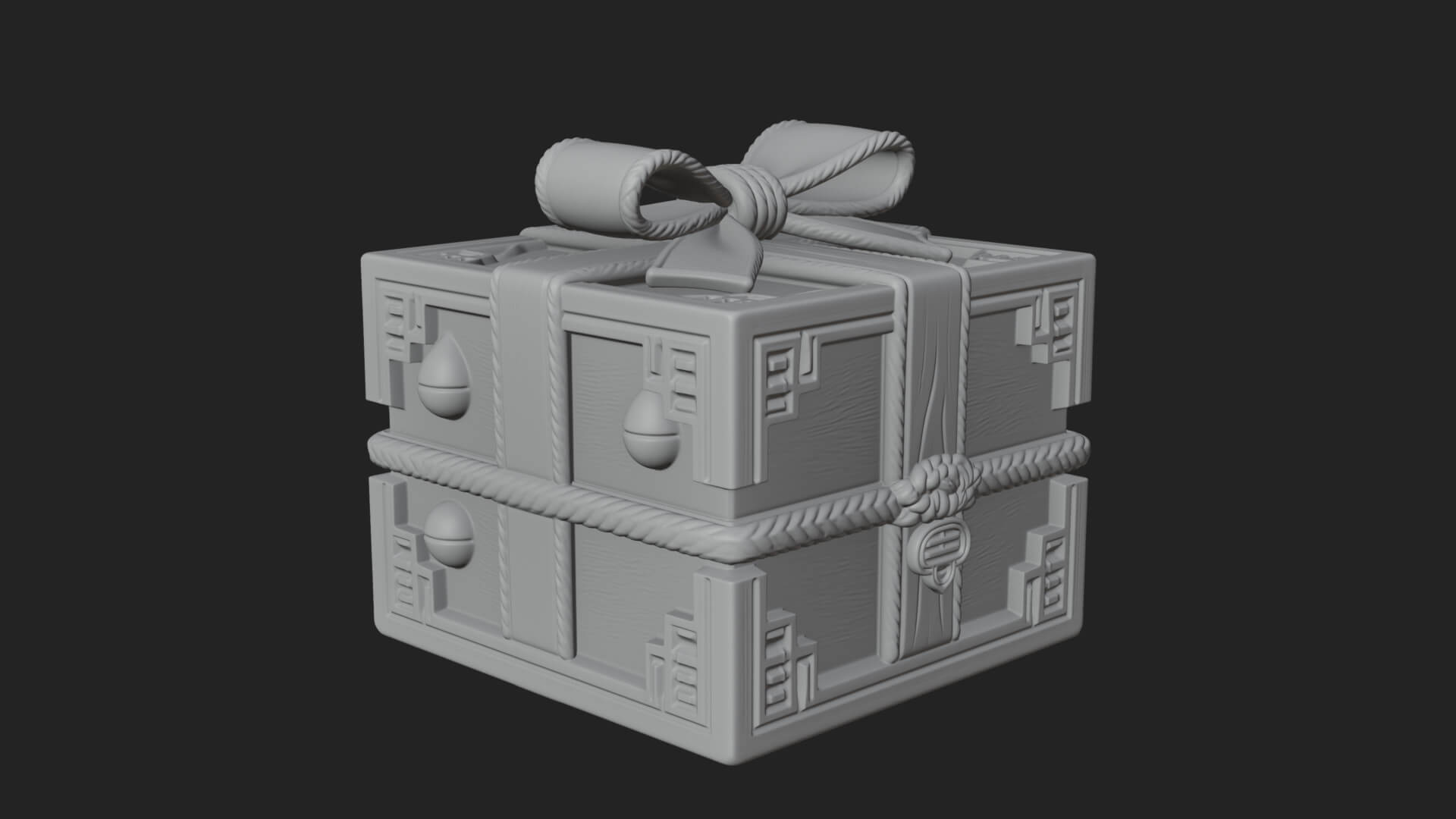 Ribbon Gift Box Ornament Design 3 3D Print Model 3D Model