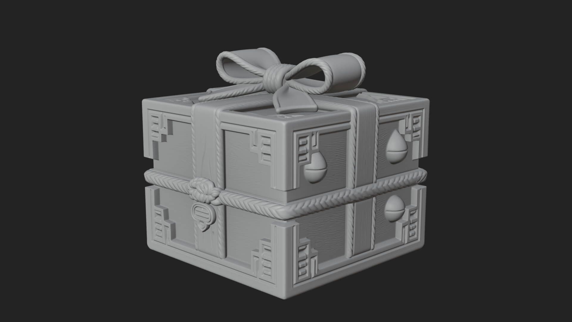 Ribbon Gift Box Ornament Design 3 3D Print Model 3D Model