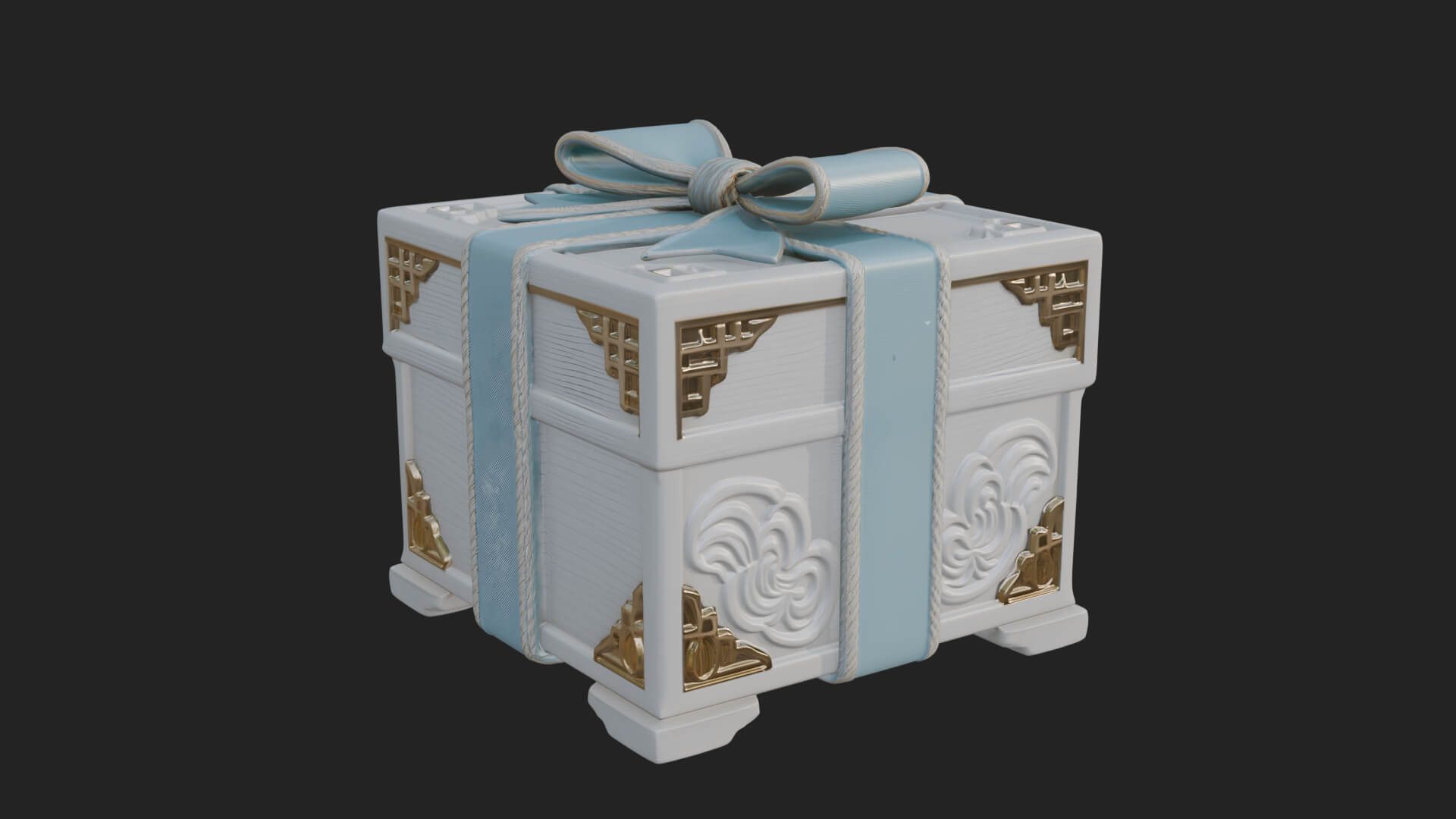 Ribbon Gift Box Ornament Design 4 3D Print Model 3D Model
