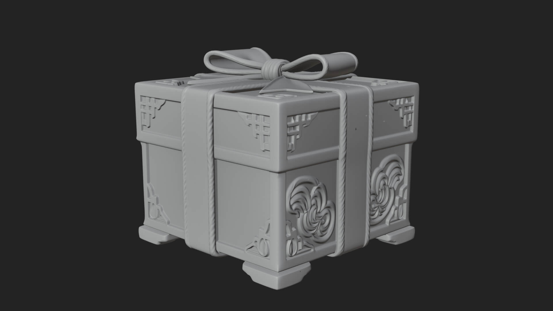 Ribbon Gift Box Ornament Design 4 3D Print Model 3D Model