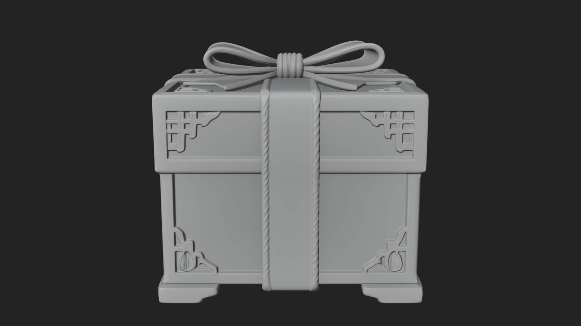 Ribbon Gift Box Ornament Design 4 3D Print Model 3D Model