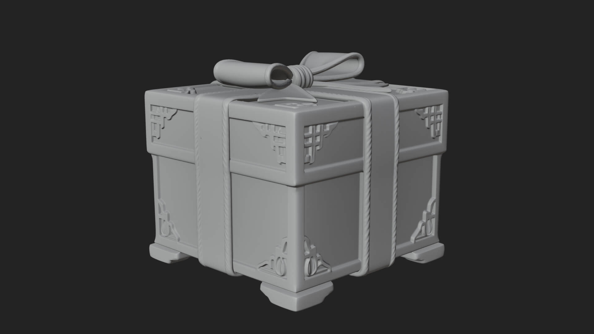 Ribbon Gift Box Ornament Design 4 3D Print Model 3D Model