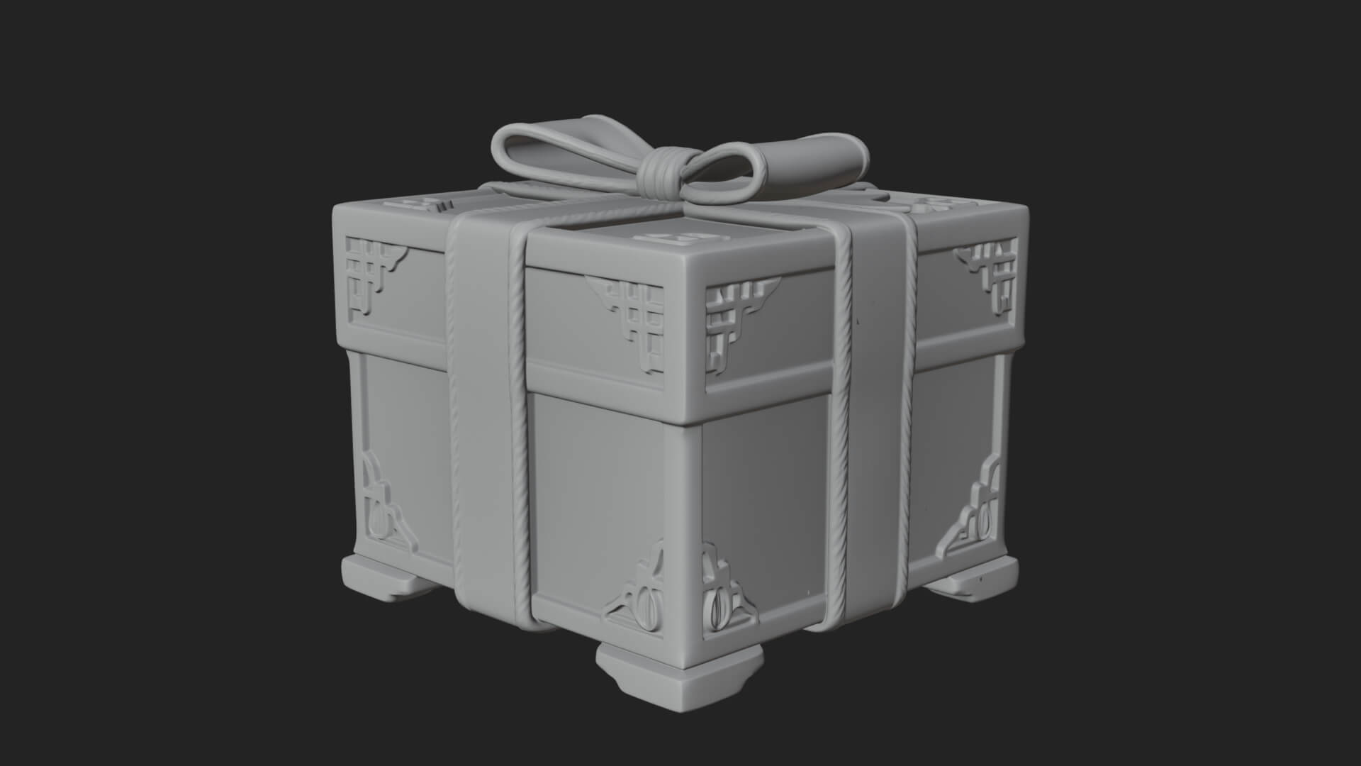 Ribbon Gift Box Ornament Design 4 3D Print Model 3D Model