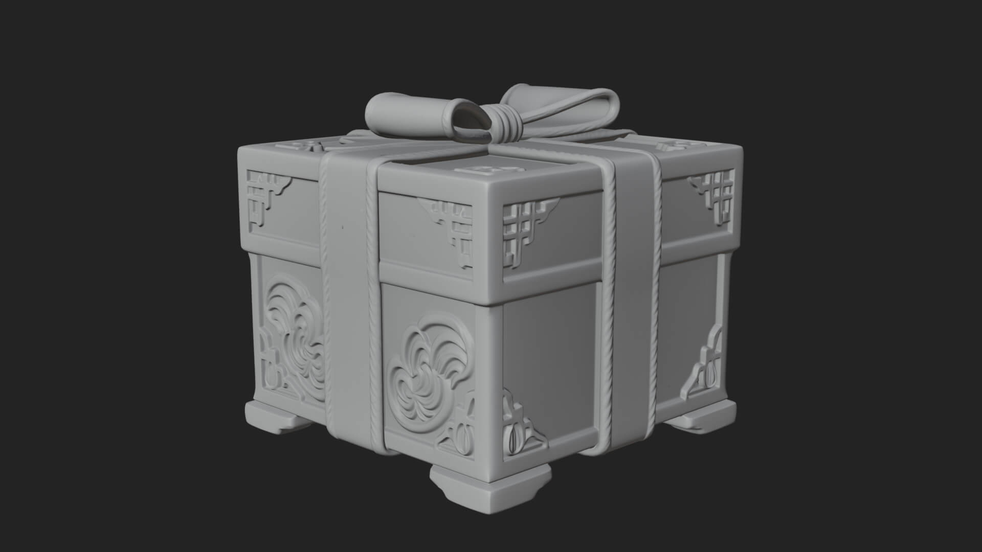 Ribbon Gift Box Ornament Design 4 3D Print Model 3D Model