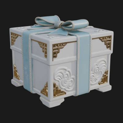 Ribbon Gift Box Ornament Design 4 3D Print Model