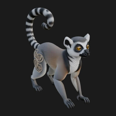 Ring-Tailed Lemur Statue Design 5 3D Print Model