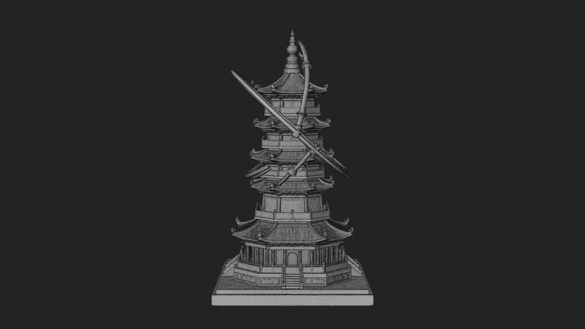 Ringed Orbit Pagoda Tower Design 3 3D Print Model 3D Model