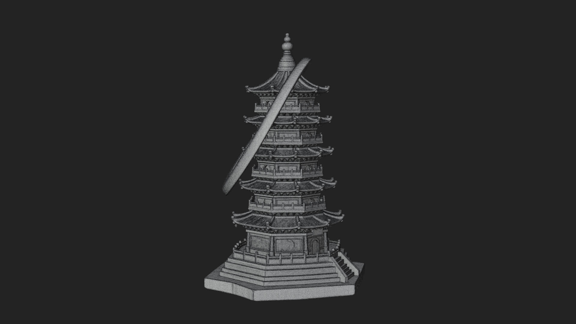 Ringed Orbit Pagoda Tower Design 4 3D Print Model 3D Model